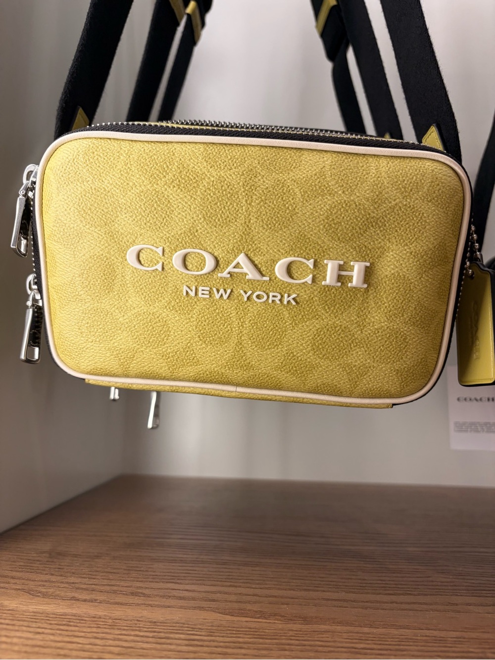 COACH Yellow Pebbled Leather Crossbody Camera Bag new with tag